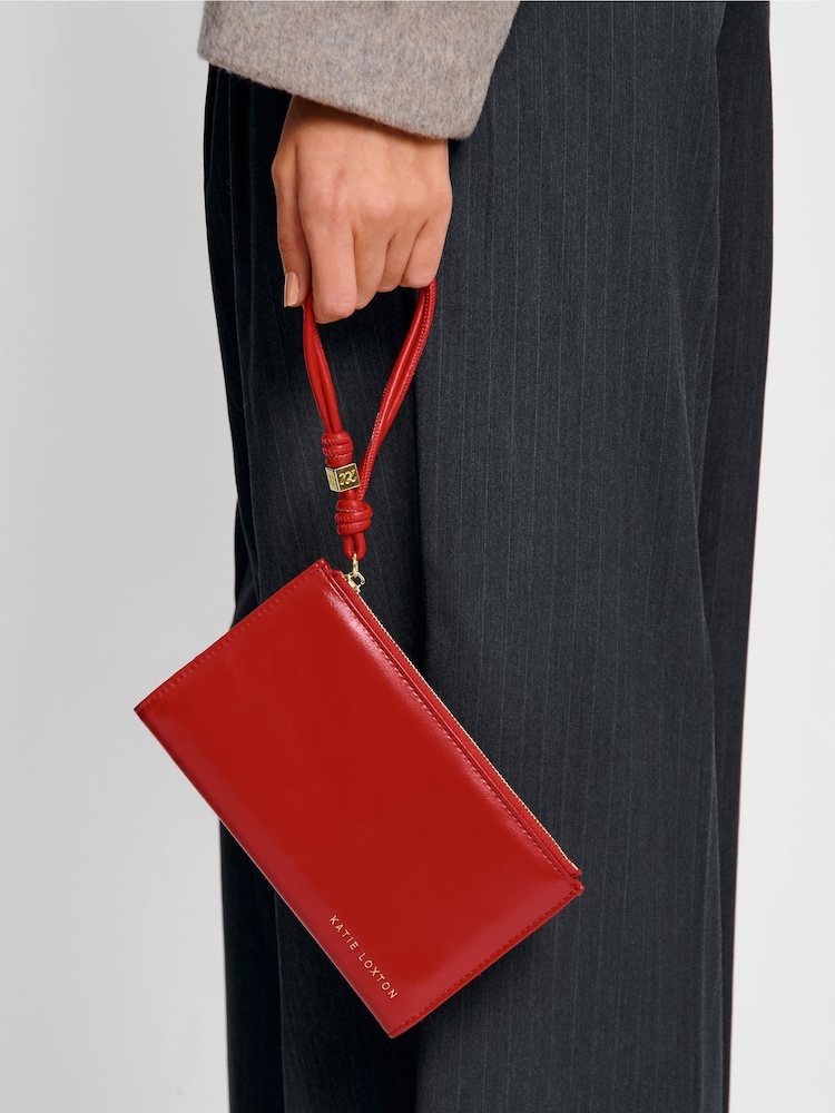 Katie Loxton Red Large Arden Braided Wristlet Purse - Image 4 of 4 Katie Loxton Red Large Arden Braided Wristlet Purse - Image 4 of 4
