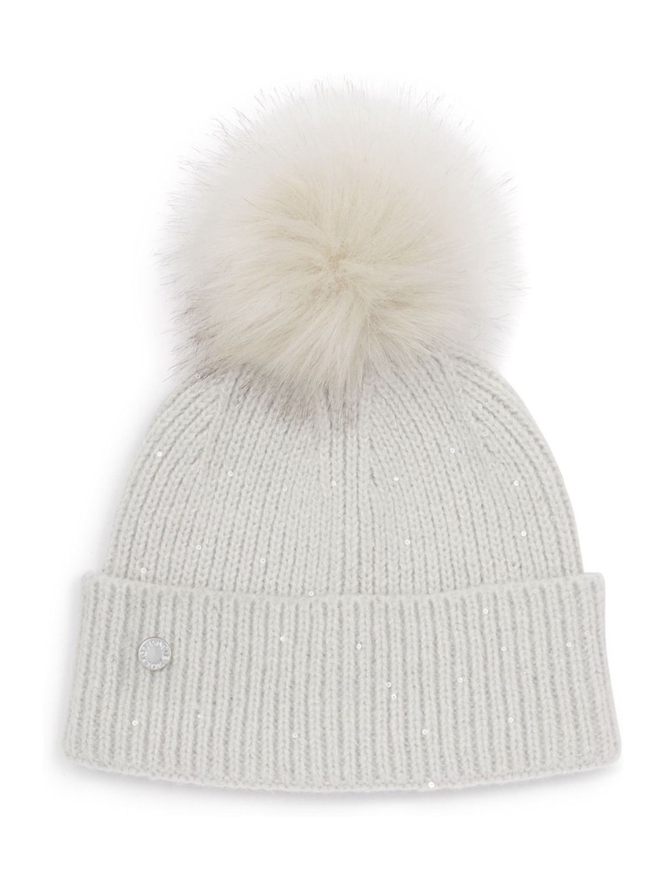 Katie Loxton Grey Sequin Pom Pom Hat - Image 2 of 4