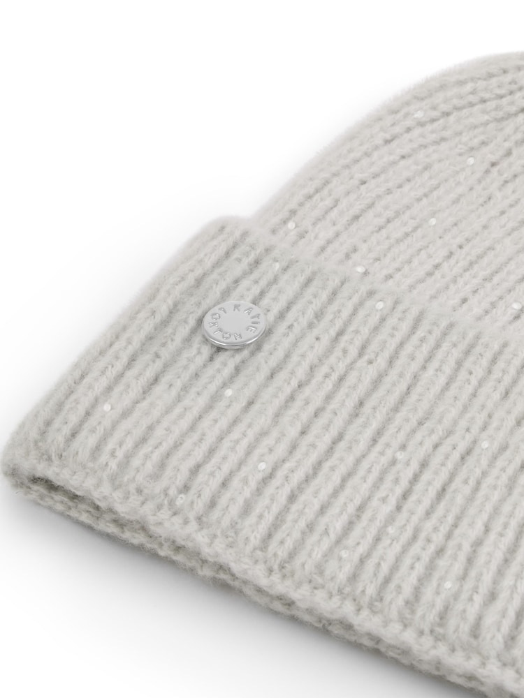 Katie Loxton Grey Sequin Pom Pom Hat - Image 4 of 4