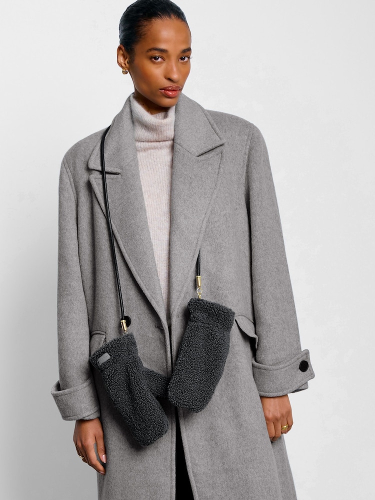 Katie Loxton Grey Teddy Mittens With Cord - Image 1 of 4