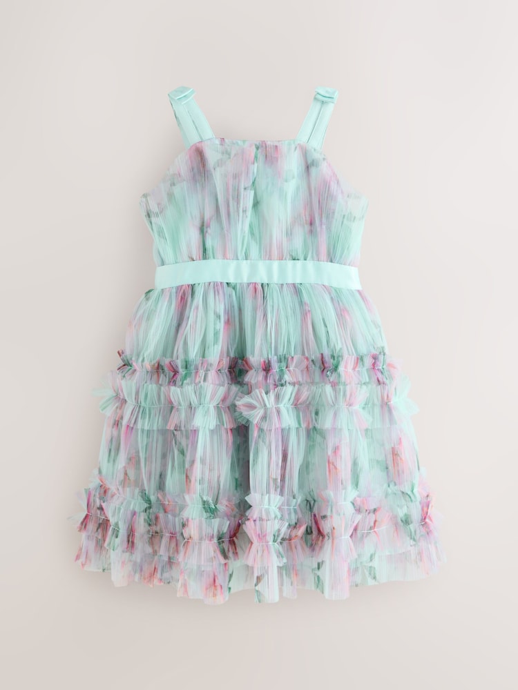 Baker by Ted Baker Green Crinke Mesh Tiered Bow Back Dress - Bilde 1 av 7 Baker by Ted Baker Green Crinke Mesh Tiered Bow Back Dress - Bilde 1 av 7