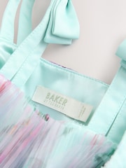 Baker by Ted Baker Green Crinke Mesh Tiered Bow Back Dress - صورة 12 من 12