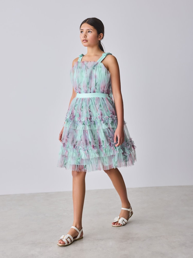 green emerald velvet dress NWT TED BAKER ANDRAY Fortune Layered Ruffle Mint Dress Zs 4 – Chic Selects  of Palm Beach main image 1