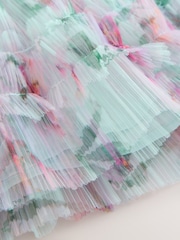 Baker by Ted Baker Green Crinke Mesh Tiered Bow Back Dress - صورة 8 من 12