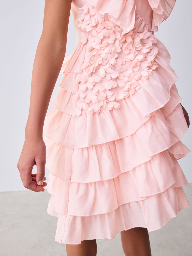 strapless open back dress TED BAKER HAZZIE RUFFLE DRESS IN DUSTY PINK – Elaine Dickinson