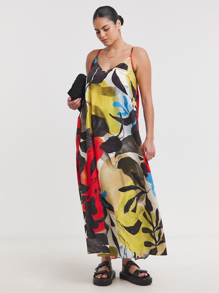 Simply Be Red Trapeze Maxi Dress - Image 2 of 5