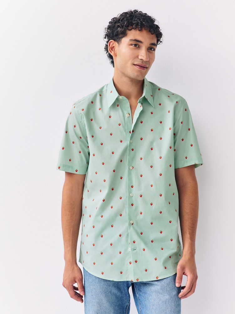 Green Strawberry Regular Fit Short Sleeve Shirt - Image 1 of 9