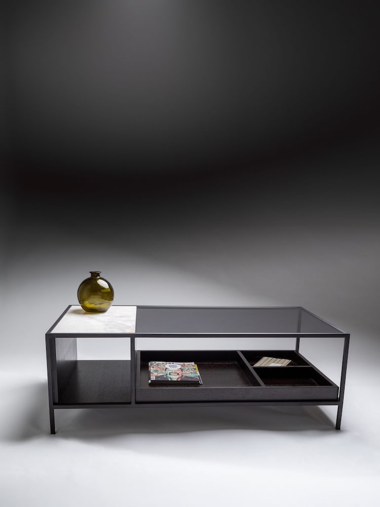 Centrepiece Black Nebbia Rectangular Coffee Table with Storage - Image 4 of 4