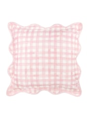 furn. Scallop Edge Gingham Cushion - Imagen 1 de 4
