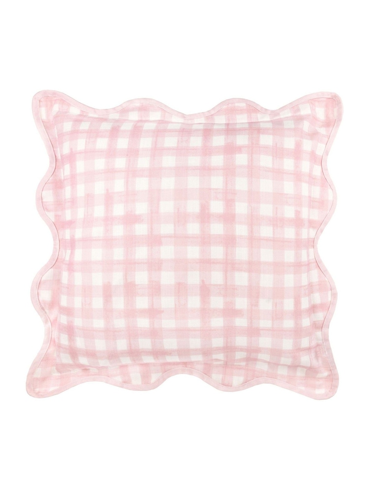 furn. Scallop Edge Gingham Cushion - Imagen 1 de 4