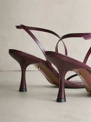 أحمر عنابي - حذاء بكعب عالي نحيف من الجلد الفاخر بتصميم أحزمة من Signature - Image 11 of 11