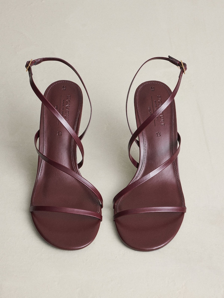 Burgundy Red Skinny Signature Premium Leather Strappy Heels - Image 2 of 5 Burgundy Red Skinny Signature Premium Leather Strappy Heels - Image 2 of 5