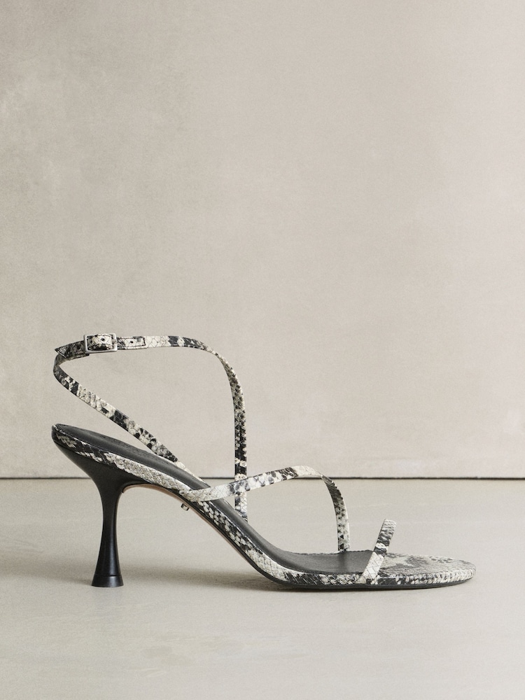Snake Print Skinny Signature Premium Leather Strappy Heels - Image 1 of 5 Snake Print Skinny Signature Premium Leather Strappy Heels - Image 1 of 5