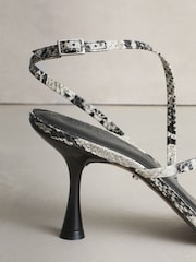 Snake Print Skinny Signature Premium Leather Strappy Heels - Image 8 of 10
