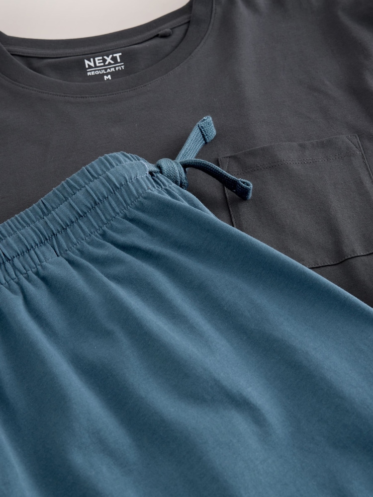 Slate Grey Short Sleeve Jersey Pyjamas Set - Image 10 of 10 Slate Grey Short Sleeve Jersey Pyjamas Set - Image 10 of 10