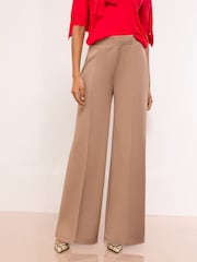 Lipsy Camel High Waist Wide Leg Trousers - Image 1 of 6