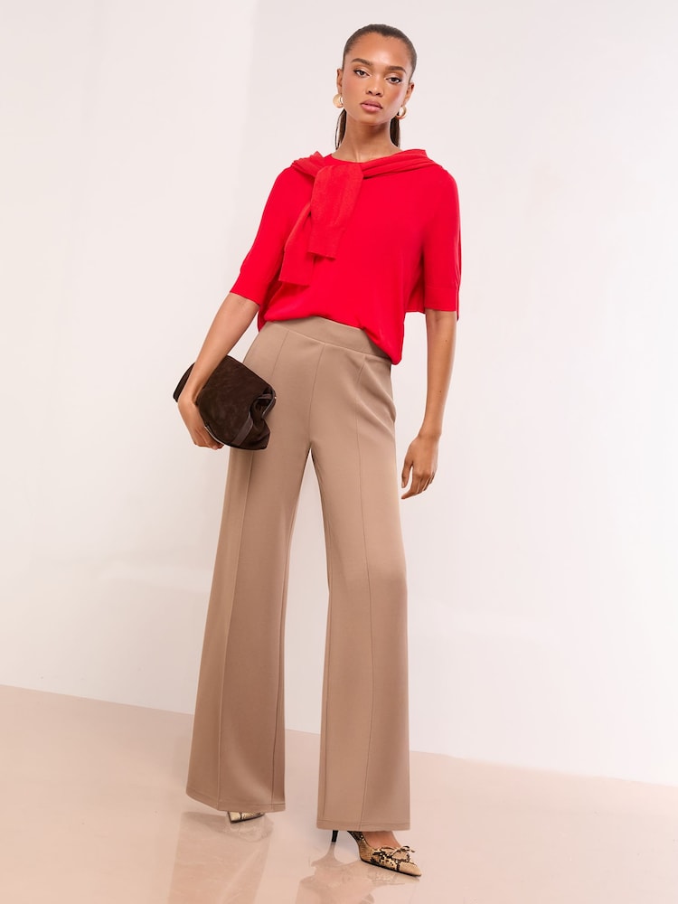 Lipsy Camel High Waist Wide Leg Trousers - Image 2 of 6 Lipsy Camel High Waist Wide Leg Trousers - Image 2 of 6
