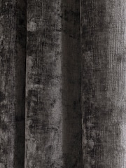 Charcoal Grey Plush Chenille Lined Eyelet Curtains - Image 5 of 5