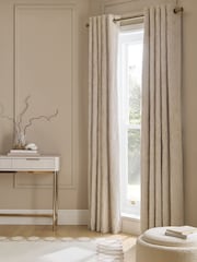 Natural Plush Chenille Lined Eyelet Curtains - Image 1 of 5