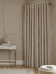 Natural Plush Chenille Lined Eyelet Curtains - Image 2 of 5