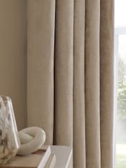Natural Plush Chenille Lined Eyelet Curtains - Image 3 of 5
