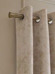 Natural Plush Chenille Lined Eyelet Curtains - Image 4 of 5