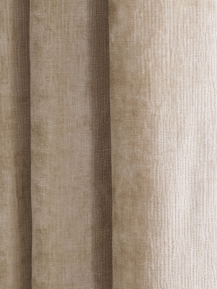 Natural Plush Chenille Lined Eyelet Curtains - Image 5 of 5 Natural Plush Chenille Lined Eyelet Curtains - Image 5 of 5