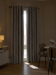 Natural Plush Chenille Blackout/Thermal Eyelet Curtains - Image 4 of 7