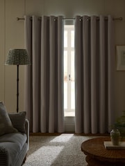 Light Natural Soft Marl Blackout/Thermal Eyelet Curtains - Image 2 of 5