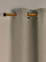 Sage Green Soft Weave Linen Blend Lined Eyelet Curtains - Image 4 of 5
