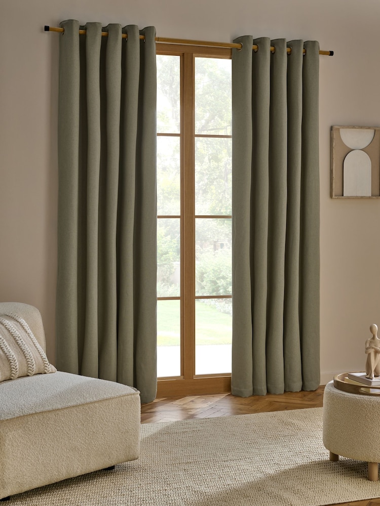 Cortinas com ilhós em mistura de linho e trama macia - Imagem 2 de 5 Cortinas com ilhós em mistura de linho e trama macia - Imagem 2 de 5