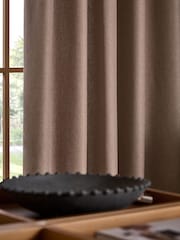 Blush Pink Soft Weave Linen Blend Lined Eyelet Curtains - Image 3 of 5