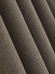 Grey Brushed Herringbone Eyelet Blackout Thermal Curtains - Image 6 of 8