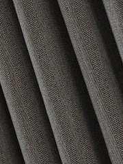 Grey Brushed Herringbone Eyelet Blackout Thermal Curtains - Image 7 of 8