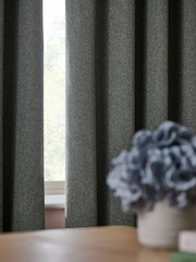 Teal Blue Brushed Herringbone Eyelet Blackout Thermal Curtains - Image 4 of 5