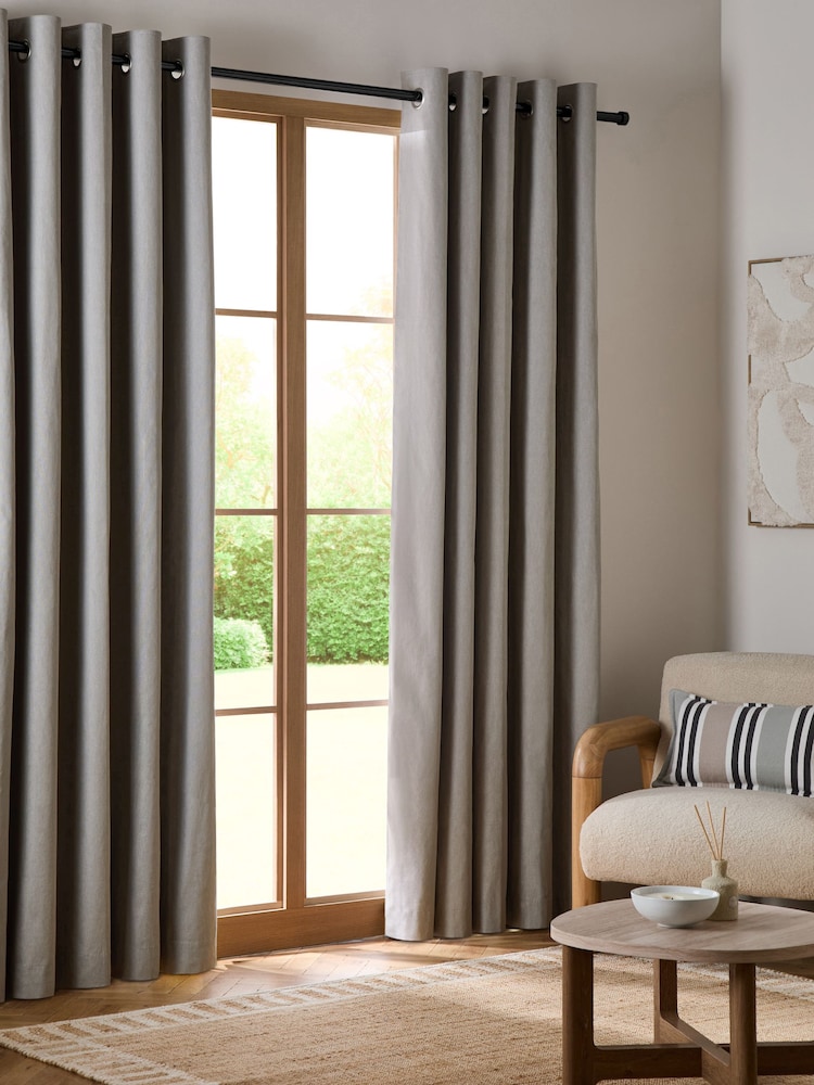 Charcoal Grey Blackout/Thermal Cotton Eyelet Curtains - Image 1 of 6 Charcoal Grey Blackout/Thermal Cotton Eyelet Curtains - Image 1 of 6