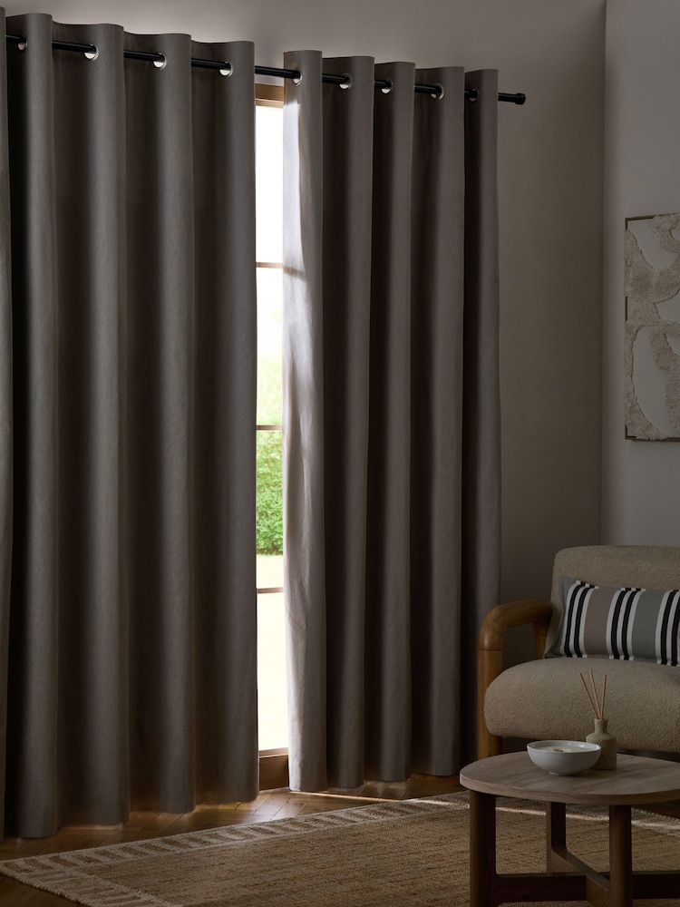 Charcoal Grey Blackout/Thermal Cotton Eyelet Curtains - Image 2 of 6 Charcoal Grey Blackout/Thermal Cotton Eyelet Curtains - Image 2 of 6