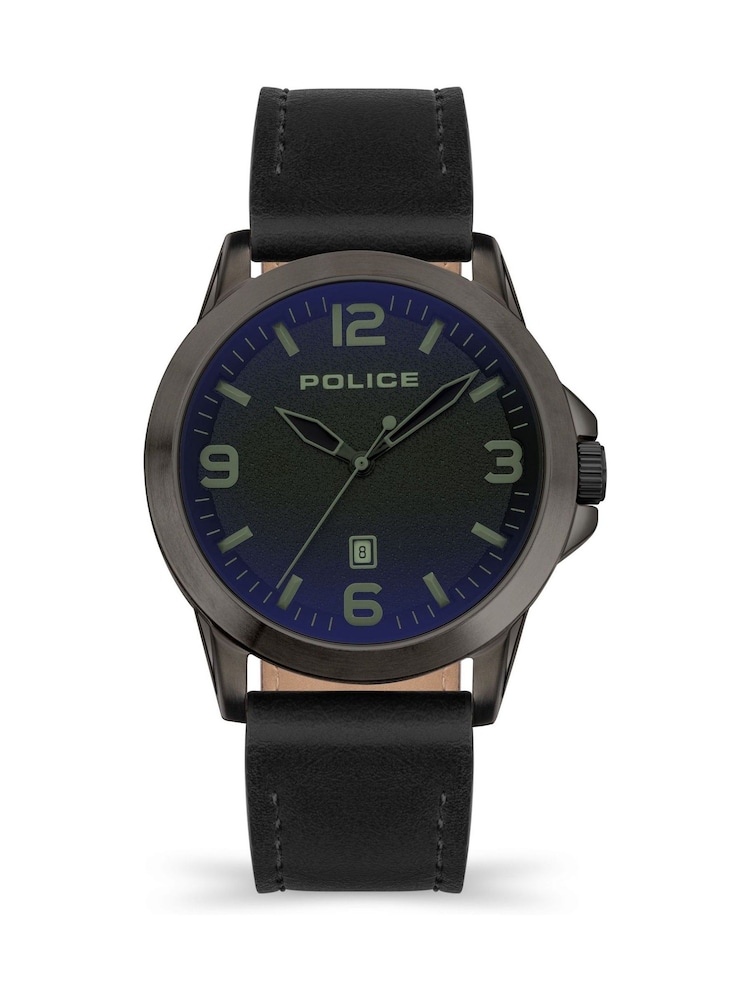Police Cliff Gun Leather Strap Black Watch - Image 1 of 4