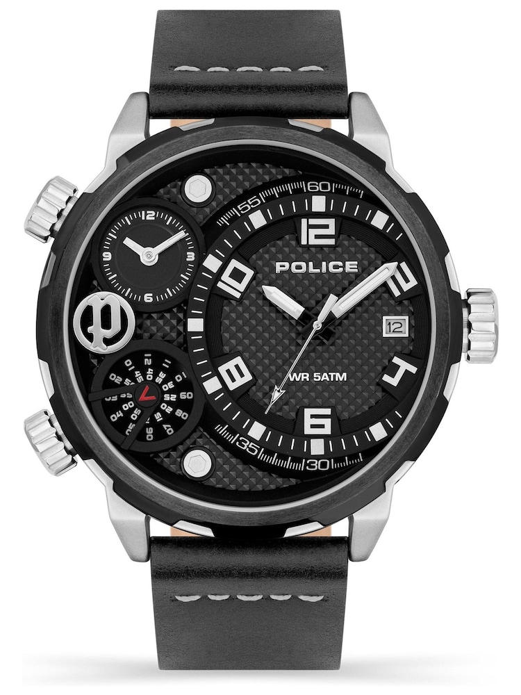 Police Ray Multi Dial Leather Strap Black Watch - Image 1 of 4