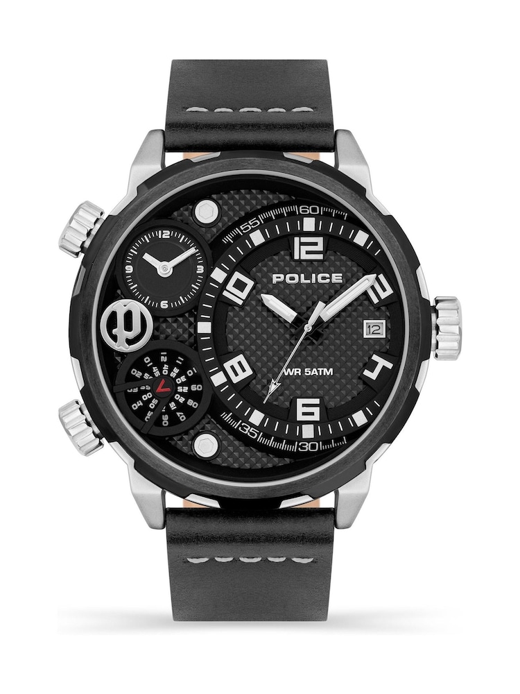 Police Ray Multi Dial Leather Strap Black Watch - Image 4 of 4 Police Ray Multi Dial Leather Strap Black Watch - Image 4 of 4