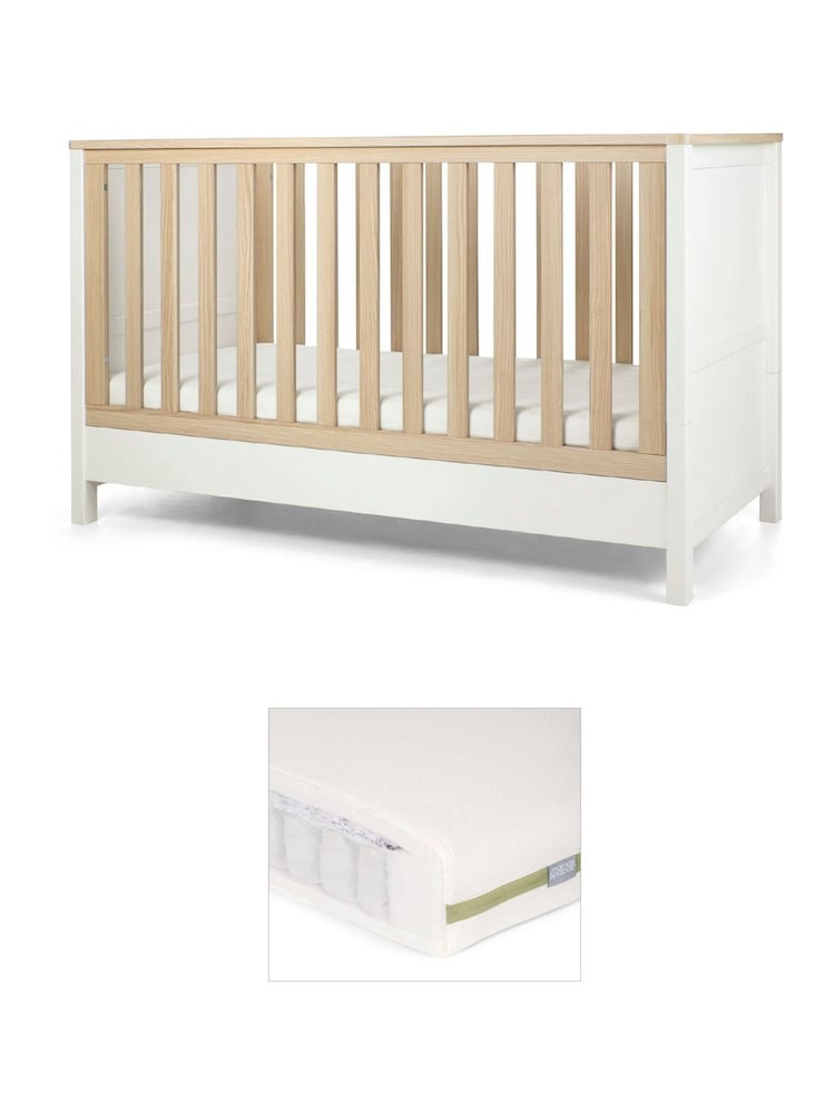 Mamas & Papas White Harwell Cot Bed & Pocket Spring Mattress - Image 1 of 4