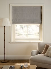 Grey Ready Made Blackout Thermal Brushed Herringbone Roman Blind - Image 1 of 7