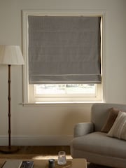 Grey Ready Made Blackout Thermal Brushed Herringbone Roman Blind - Image 3 of 7