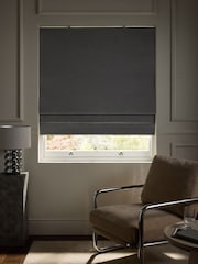 Charcoal Grey Ready Made Blackout/Thermal Cotton Roman Blinds - Image 2 of 7