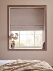 Dark Natural Ready Made Blackout/Thermal Cotton Roman Blinds - Image 1 of 7