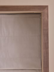 Dark Natural Ready Made Blackout/Thermal Cotton Roman Blinds - Image 5 of 7