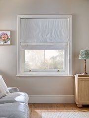 Light Natural Ready Made Blackout/Thermal Cotton Roman Blinds - Image 1 of 7