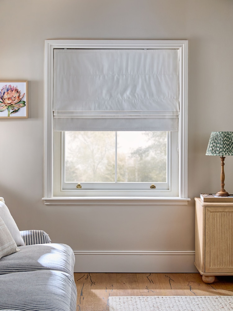 Light Natural Ready Made Blackout/Thermal Cotton Roman Blinds - Image 1 of 7 Light Natural Ready Made Blackout/Thermal Cotton Roman Blinds - Image 1 of 7