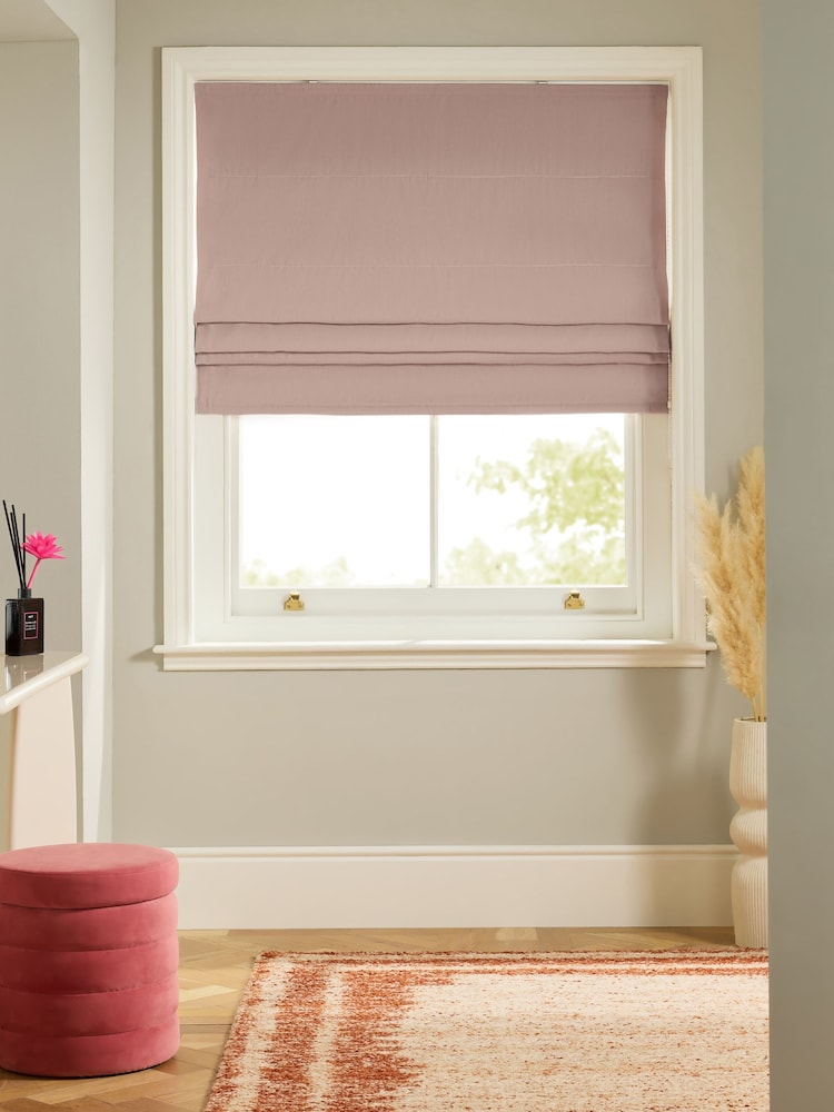 Pink Blush Ready Made Blackout/Thermal Cotton Roman Blinds - Image 1 of 7 Pink Blush Ready Made Blackout/Thermal Cotton Roman Blinds - Image 1 of 7