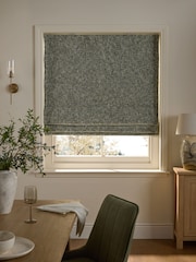 Green Ready Made Blackout/Thermal Textured Chenille Roman Blinds - Image 2 of 6